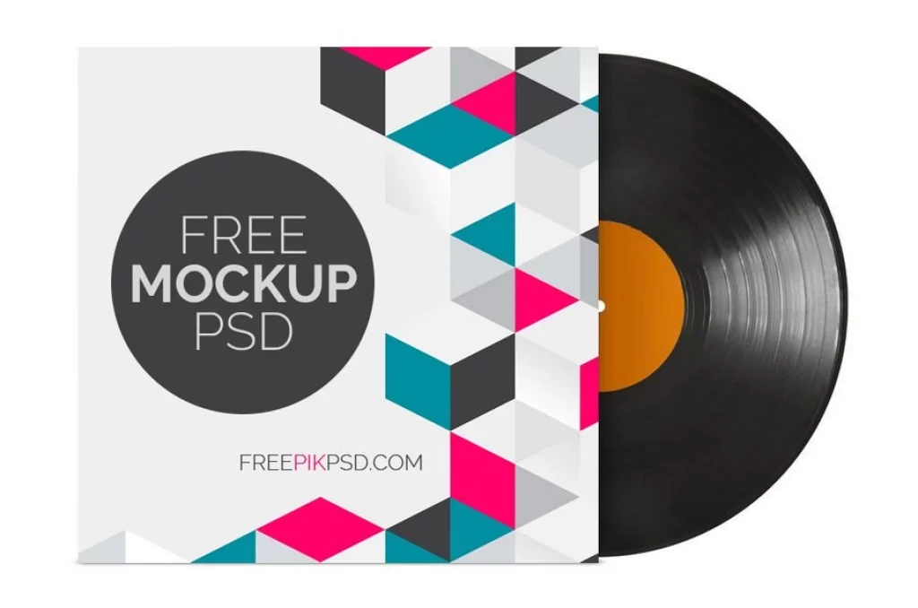 Vinyl Record with Cover Mockup Free Psd