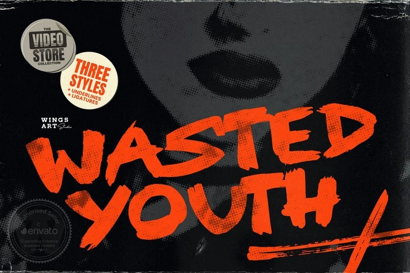 Wasted Youth A 90s Grunge Inspired Brush Font