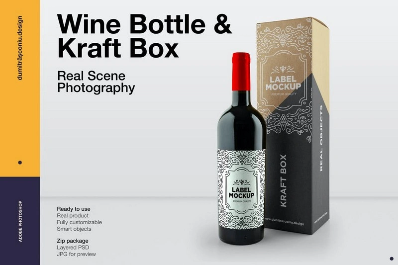 Wine Bottle & Kraft Box
