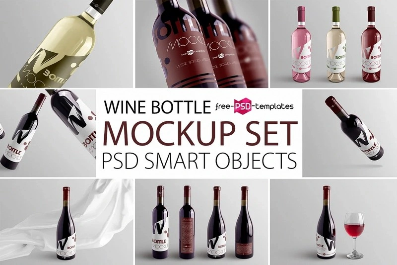 Wine Bottle Mockup Set