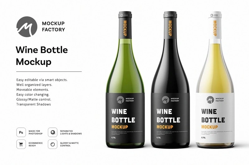 Fully Editable Wine Bottle Mockup-6000 x 6000 px