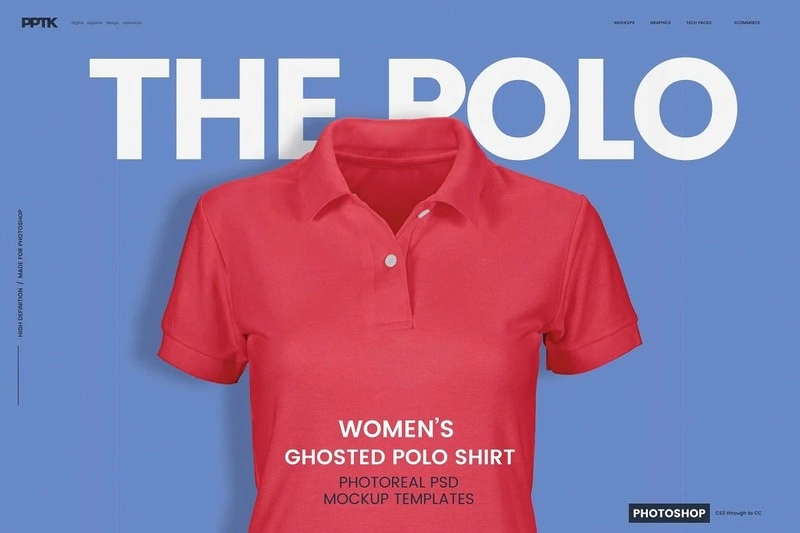 Womens Ghosted Polo Shirt Templates