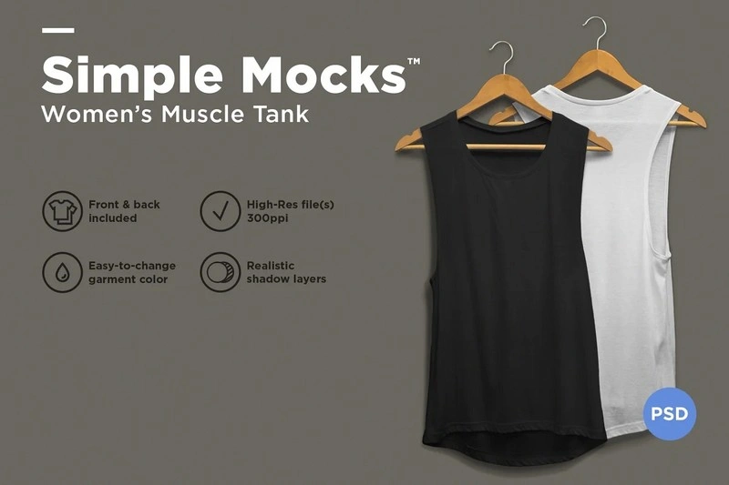 Front and Back Impressive Women's Muscle Tank Mock-up