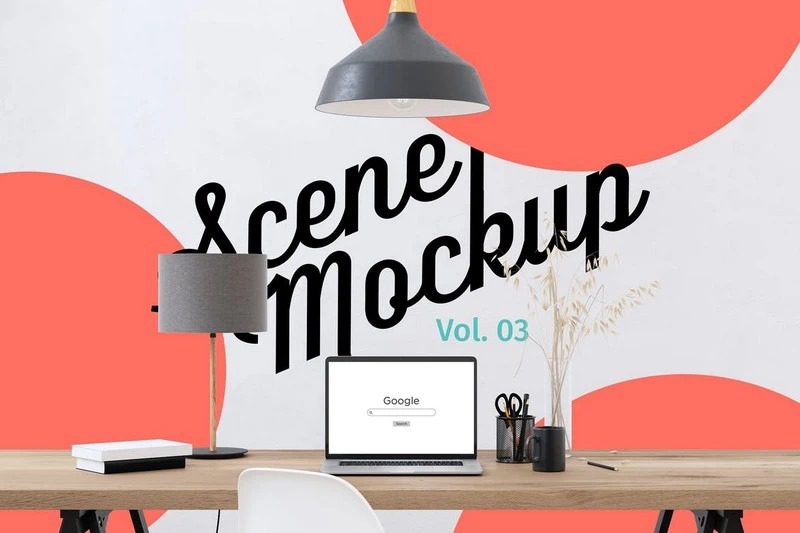 Workspace desk Mock-Up with Macbook