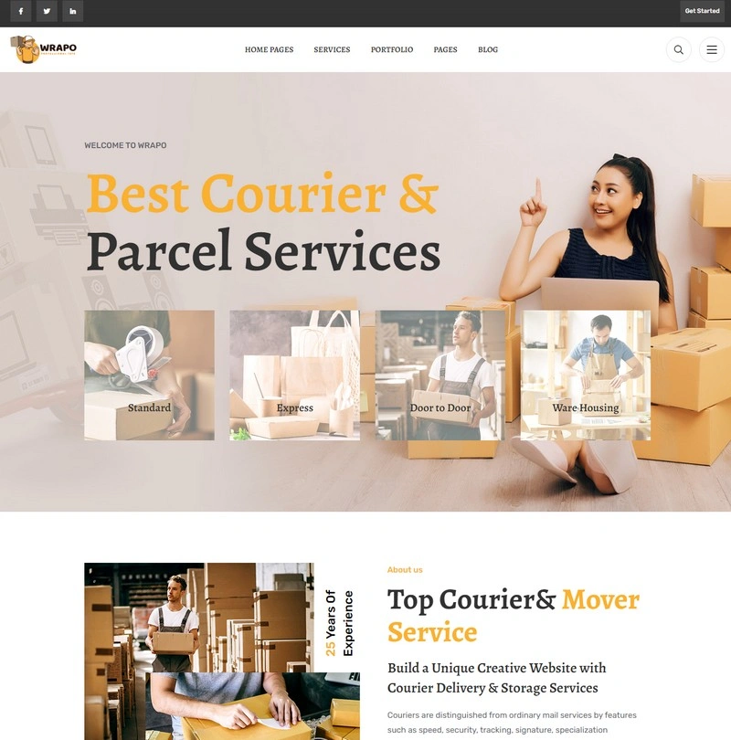 Wrapo Courier Shipping and Logistic Services HTML5 Temaplate