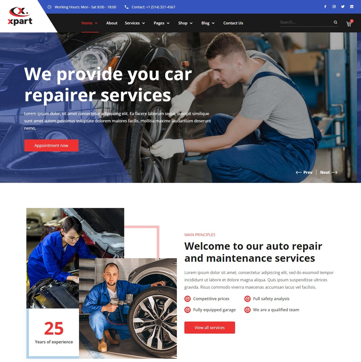 Xpart - Automobile Repair & Services HTML Template