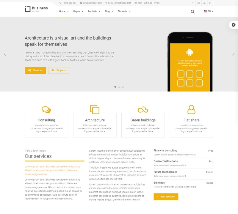 Yellow Business Business PHP Theme