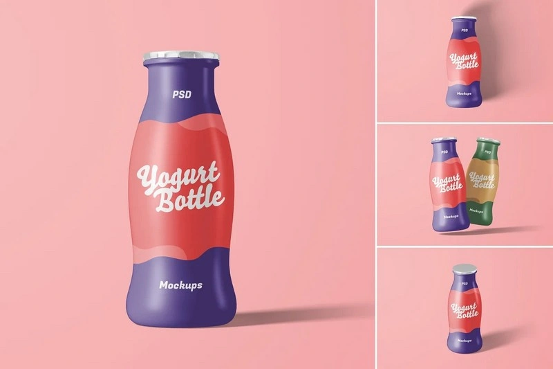 Yogurt Bottle Packaging Mockups
