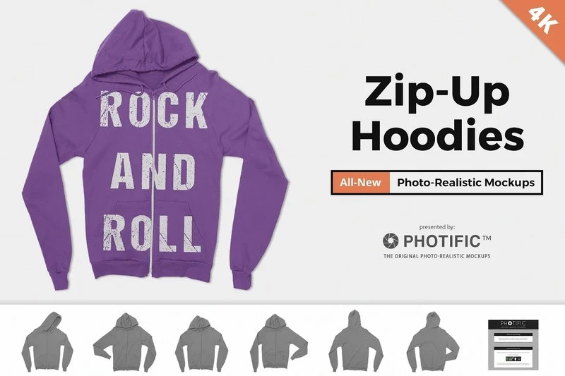 Zip-Up Hoodie Sweatshirt Mockup