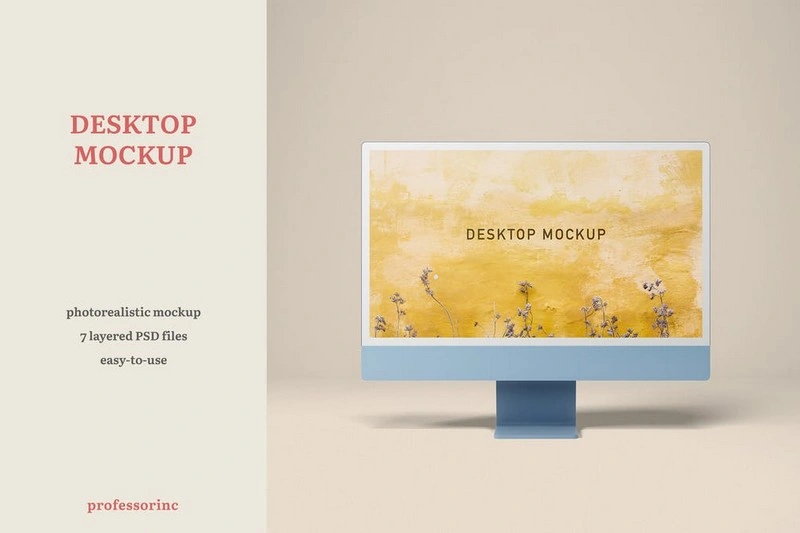 Photorealistic iMac M1 Desktop Mockup