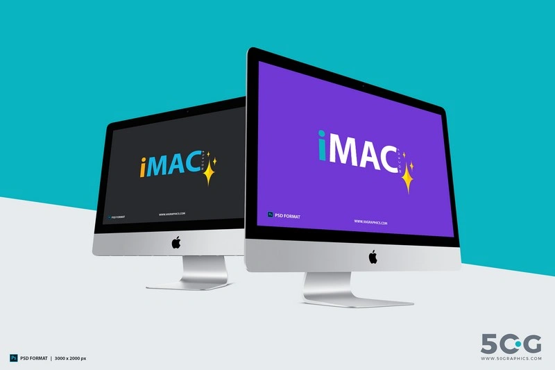 iMac Mockup With Two Different Perspective