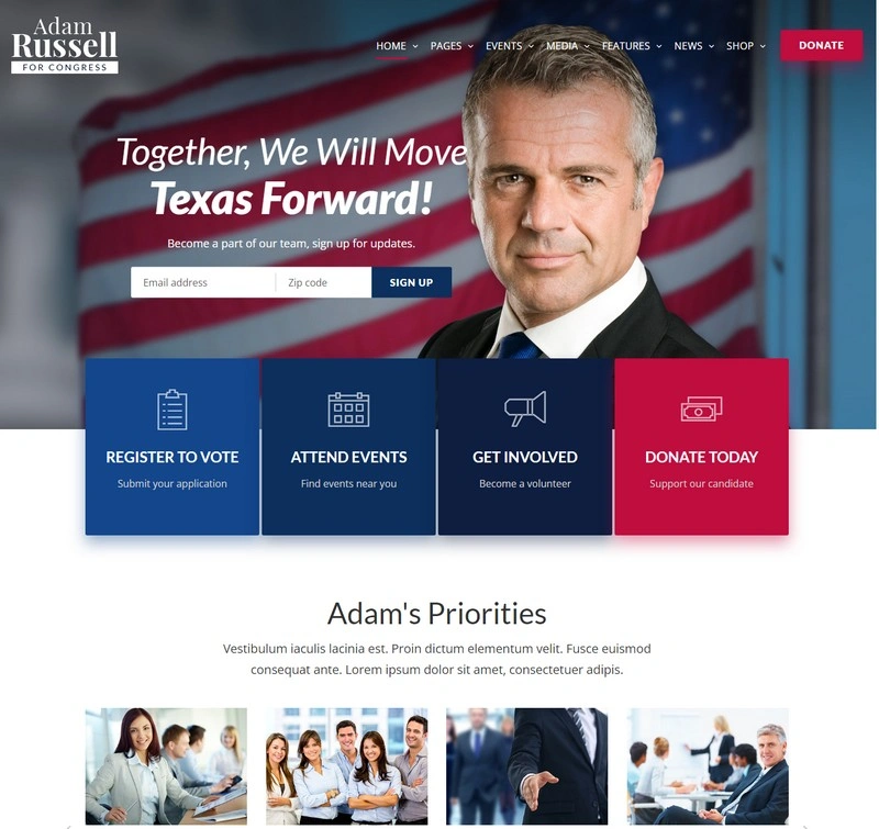 inForward - Political Campaign and Party WordPress Theme